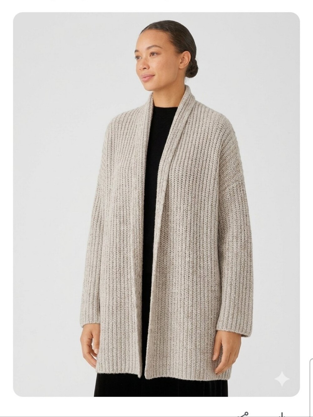 Eileen Fisher Recycled Lofty Casmere Cardigan Quiet Luxury Costal Grandma